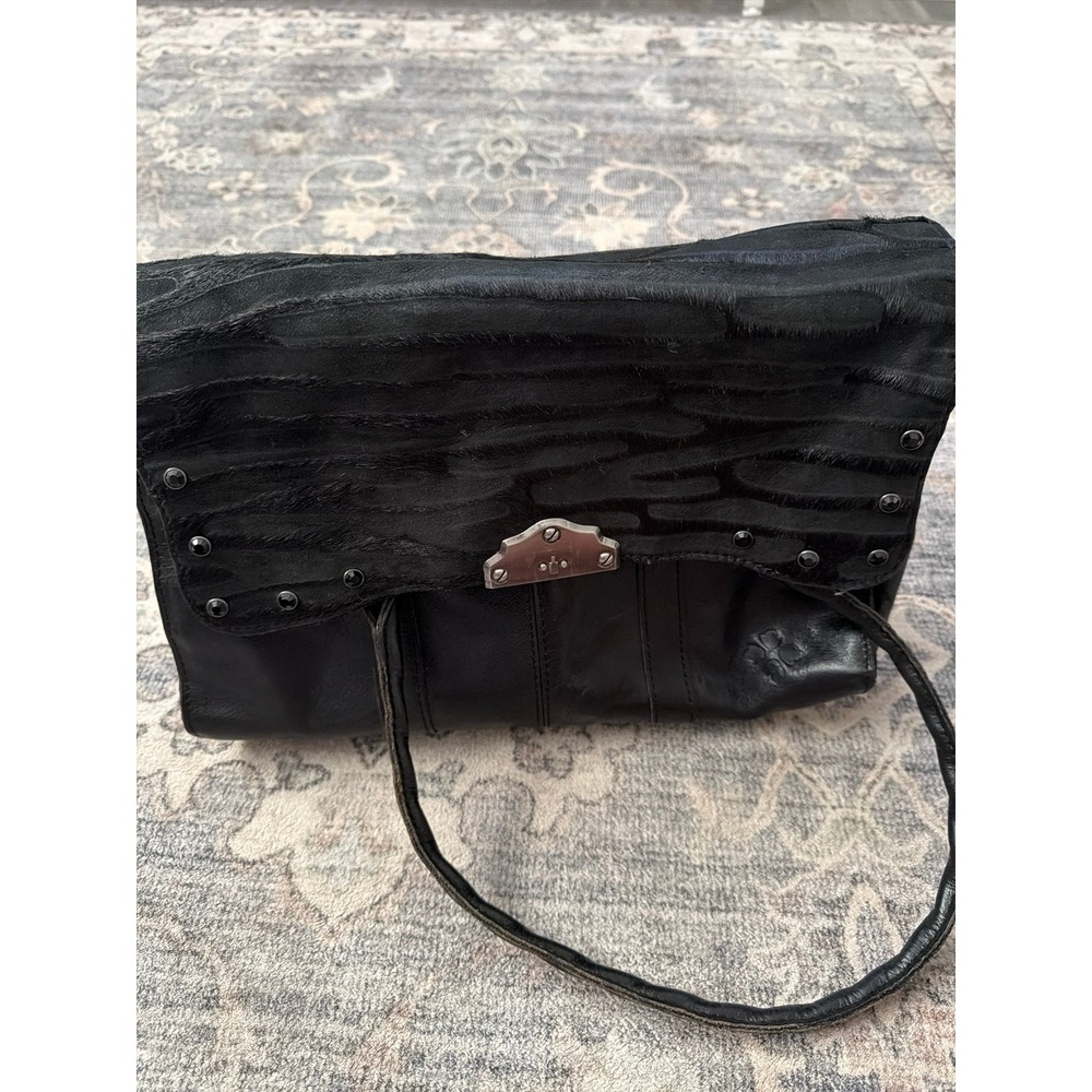 Patricia Nash Zebra Calf Hair Black Leather Vienna Shoulder Bag